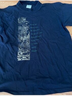 Vintage WWF Black Graphic Wildlife leopards T-Shirt size large